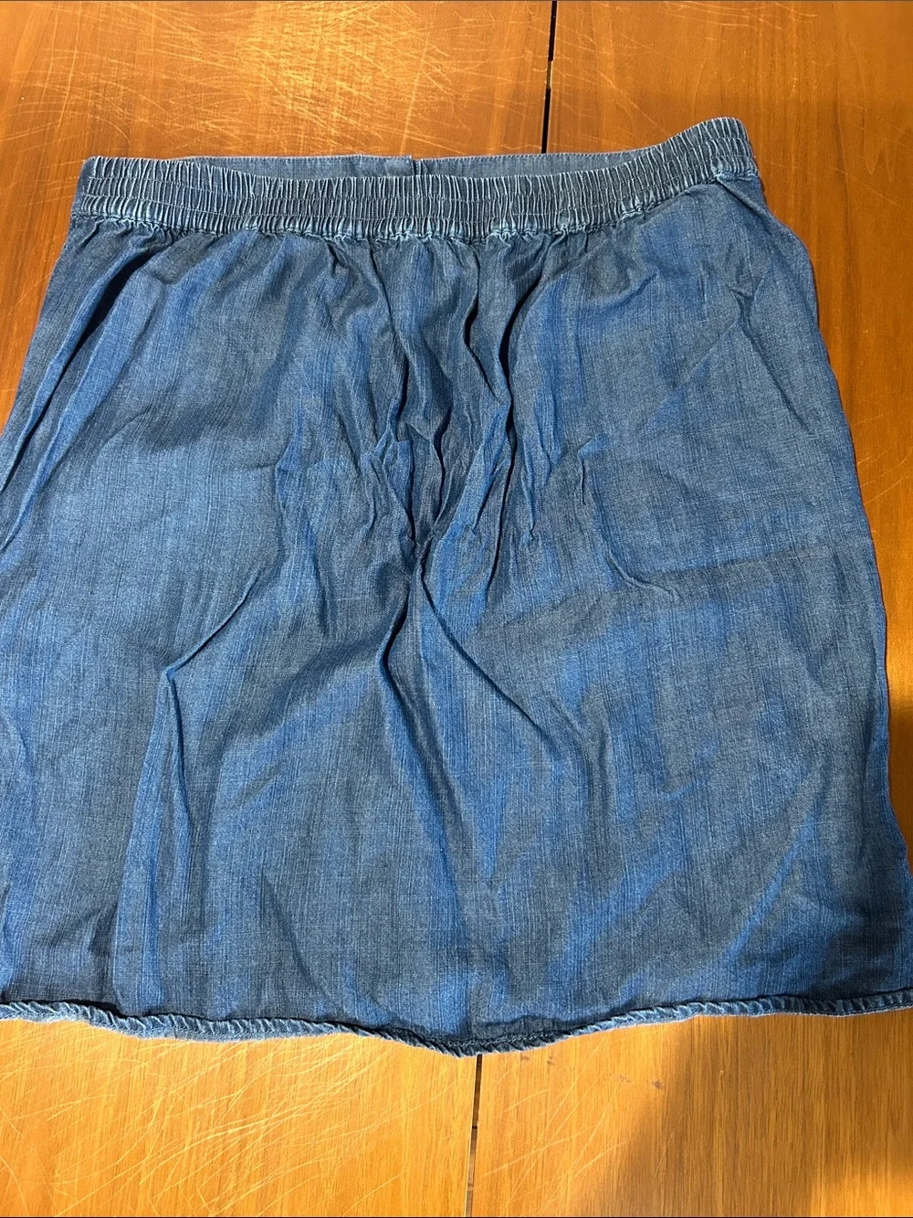 LOFT Blue Denim Button-Front Skirt